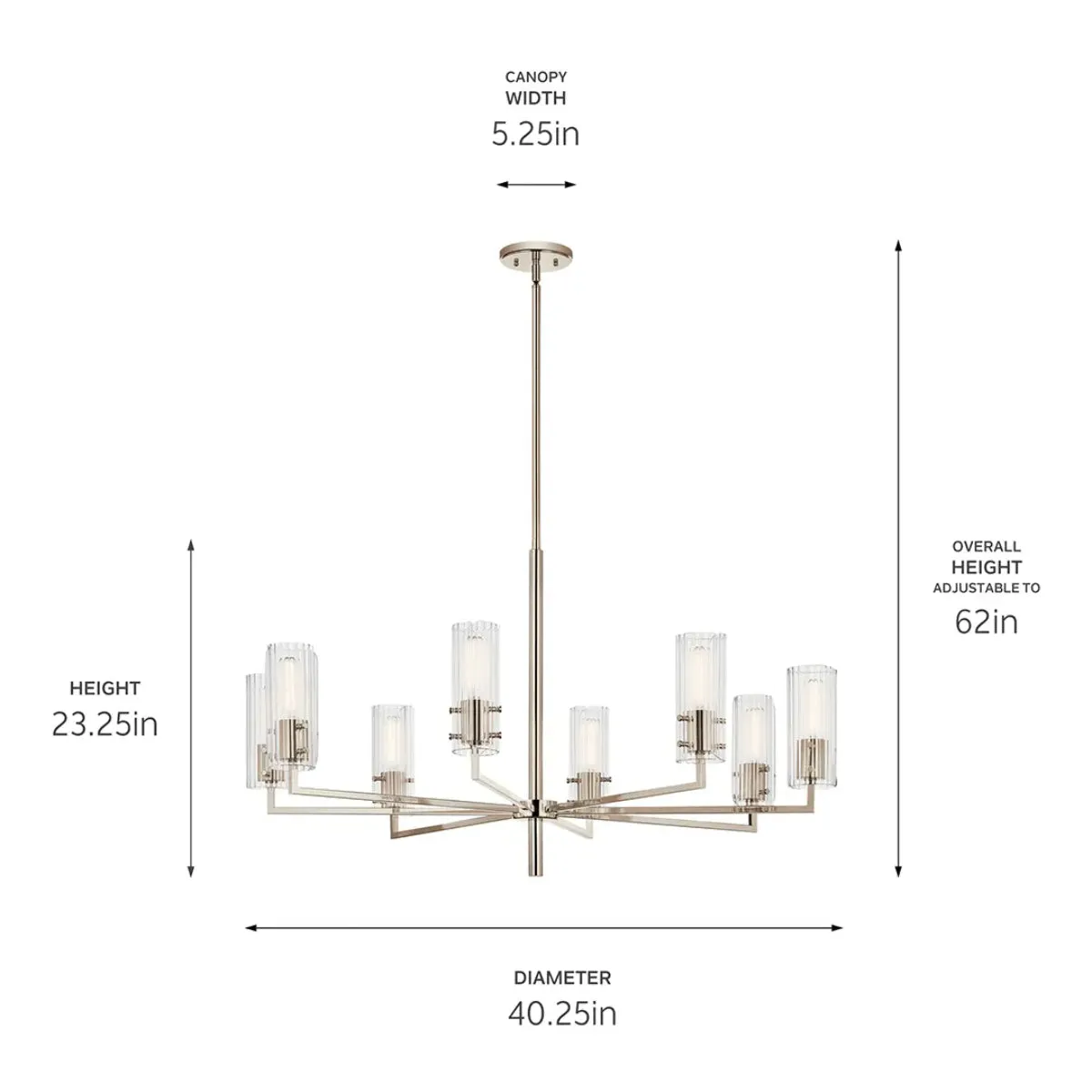 Velestino 40" 8-Light Chandelier, Polished Nickel Finish
