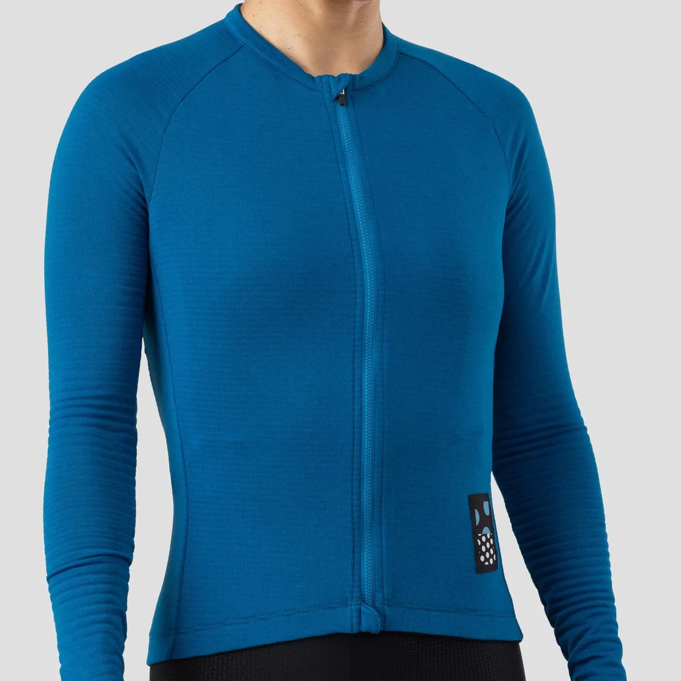 Women's Long Sleeve Micro Grid Jersey - Azure