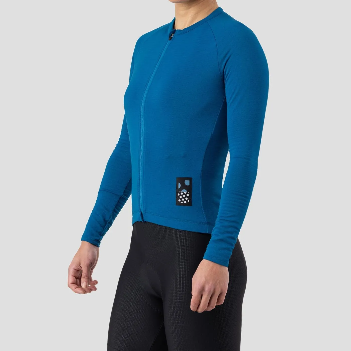 Women's Long Sleeve Micro Grid Jersey - Azure