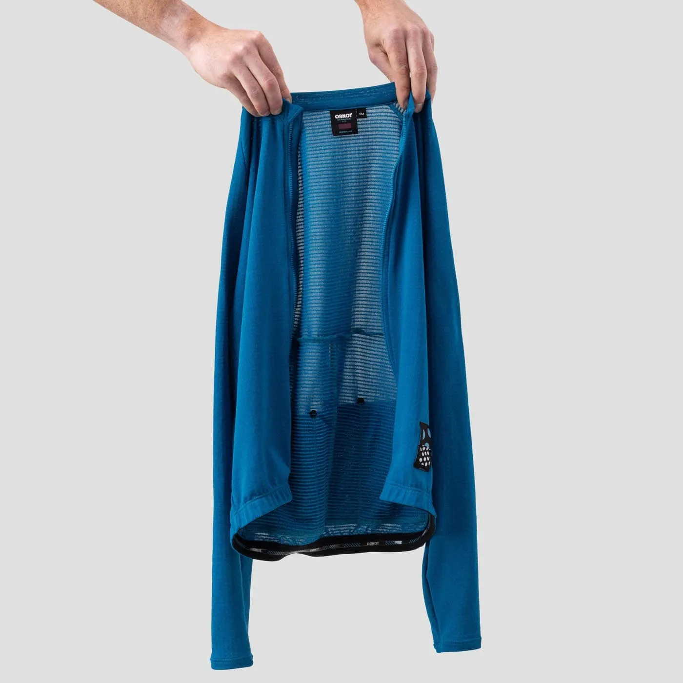 Women's Long Sleeve Micro Grid Jersey - Azure